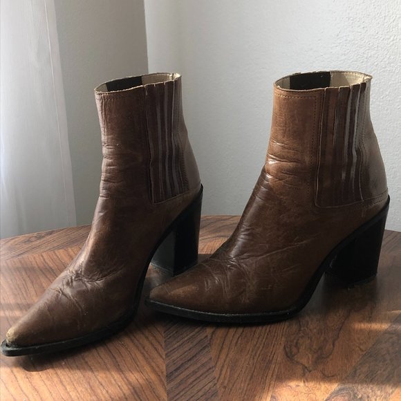 zara leather ankle boots